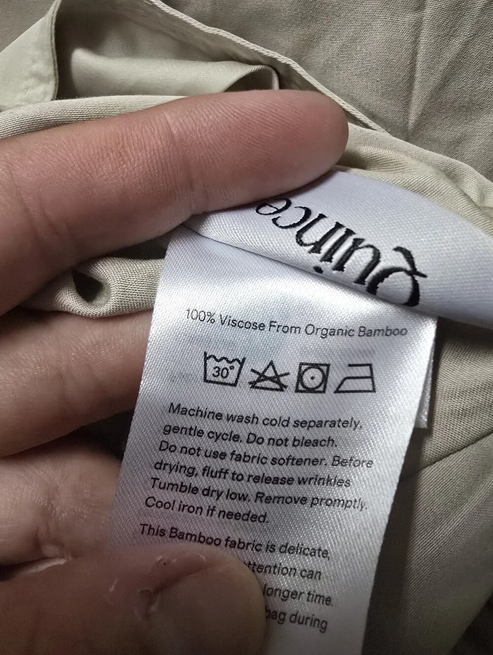 NEW Quince Organic Bamboo King / California King Duvet Set & 2 King Shams Sand